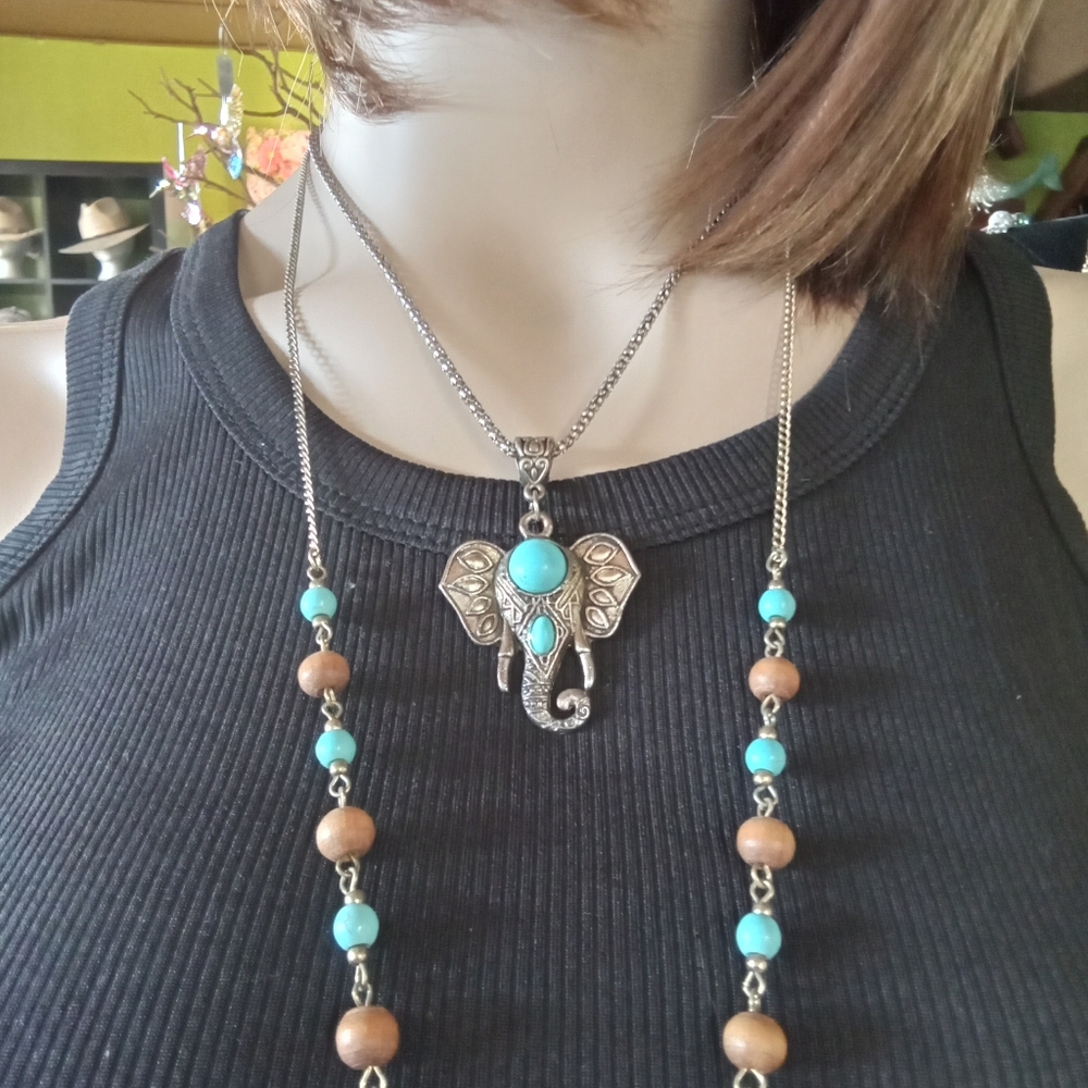 Turquoise Elephant Necklace 🐘✨